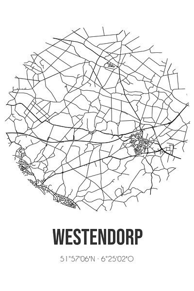 Westendorp (Gelderland) | Map | Black and white by Prints of Place