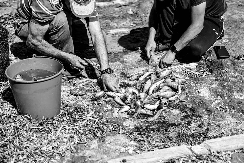 Vissers aan het werk | Ibiza | Spanje | zwart-wit | Reisfotografie van Monique Tekstra-van Lochem