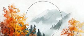 Autumnal mountain landscape in the fog by Poster Art Shop
