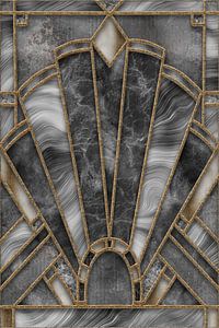 Art Deco Bleiverglasung Grau Gold