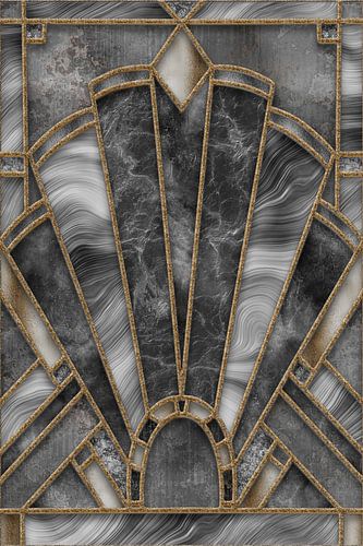 Art Deco Loodglazuur Grijs Goud