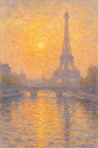 Eiffeltoren weerspiegeld bij zonsopgang - Impressionistische droom van Parijs