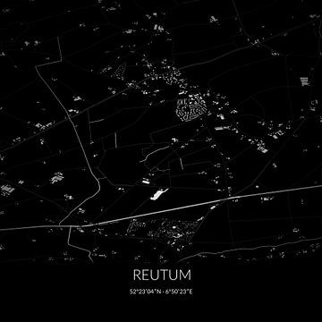 Zwart-witte landkaart van Reutum, Overijssel. van Rezona