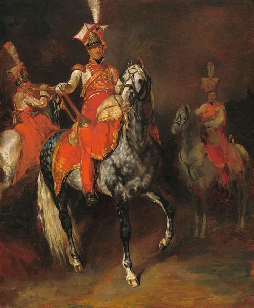 Mounted Trumpeters of Napoleon's Imperial Guard, Théodore Géricault by Masterful Masters