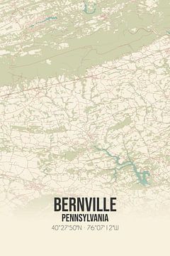 Carte ancienne de Bernville (Pennsylvanie), USA. sur Rezona