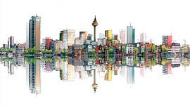 Nederlandse stad - Reflectie-illustratie van MArt