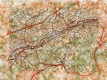 Kaart van Wuppertal in de stijl 'Serene Summer' van Maporia