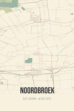 Alte Karte von Noordbroek (Groningen) von Rezona