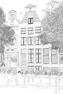 Pen Drawing Herengracht 392 Amsterdam Portrait by Hendrik-Jan Kornelis