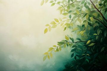 Zarte Blätter im sanften Licht von Poster Art Shop