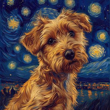 Chien Ciel étoilé nuit, inspiré de van Gogh sur Niklas Maximilian