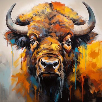 Bison abstrakt von TheXclusive Art