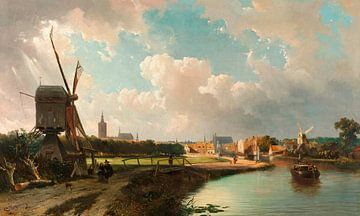 Gezicht op Den Haag, vanaf de Delftse vaart in de 17e eeuw