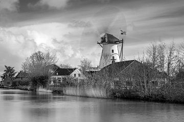 Windmühle Ten Boer in Schwarz und Weiß
