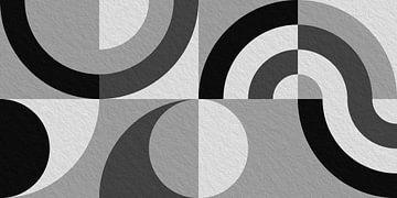 Modern minimalistisch geometrisch kunstwerk met cirkels en vierkanten 7 van Dina Dankers