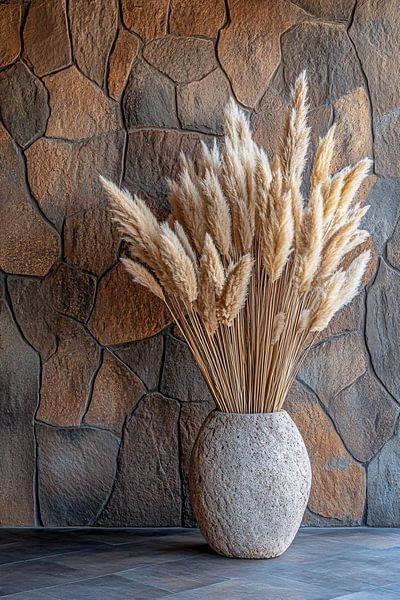 Pampas grass in rustic vase by Imperial Art House