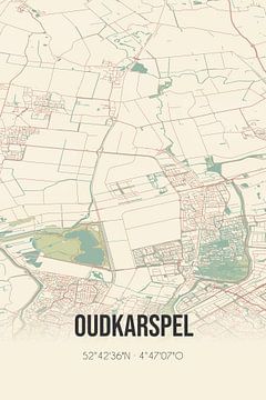 Vintage landkaart van Oudkarspel (Noord-Holland) van Rezona