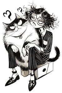 Karikatur | Die Katze und die Frau - eine komische Interpretation von Beziehungen