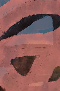 Modern abstract schilderij in roze, bruin, blauw. van Dina Dankers