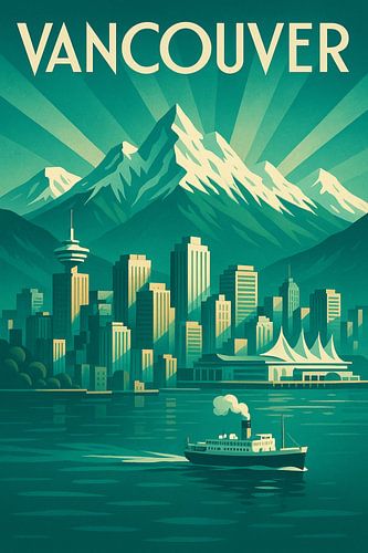 Vancouver Horizon - Art Deco Bergen en Haven Poster
