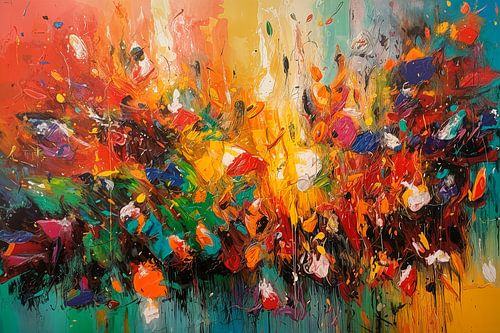 Abstract Artwork with Field Flowers