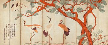 Dennenboom en kraanvogels