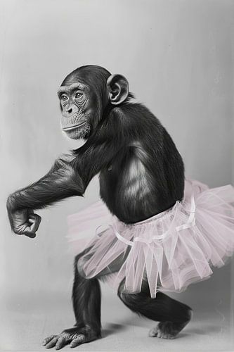 Dancing grace - chimpansee in een roze tutu