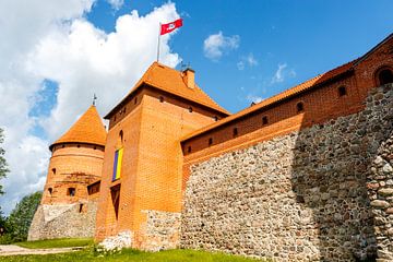 Gezicht op het Trakai kasteel met wolkenhemel in Litouwen, Europa van WorldWidePhotoWeb