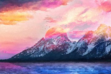 Montagnes du Wyoming - Peinture numérique VI