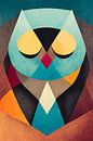 A sleeping owl, abstract in geometric shapes by Roger VDB thumbnail