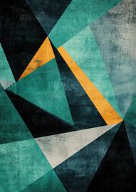 Modernes Dreiecksmuster in Türkis, Schwarz und Gelb von Niklas Maximilian