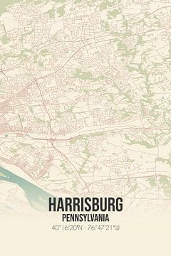 Vintage map of Harrisburg (Pennsylvania), USA. by Rezona