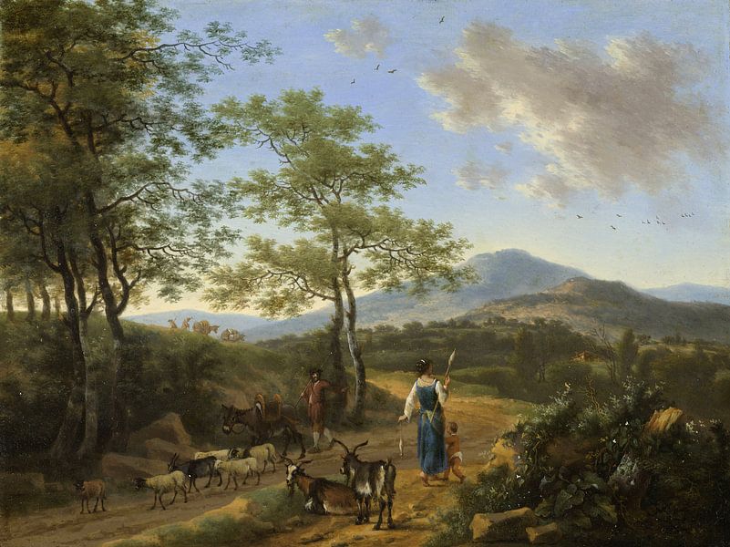 Italienische Landschaft mit Hirten, Willem de Heusch von Meesterlijcke Meesters
