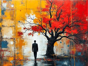 Man bij een boom surrealistisch van The Photo Artist