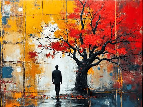 Man by a tree surreal