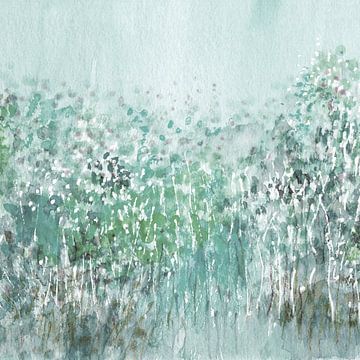 Delicate flowers in pastel green by Claudia Gründler