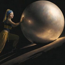 La jeune fille à la perle géante - colline sur Emiel de Lange