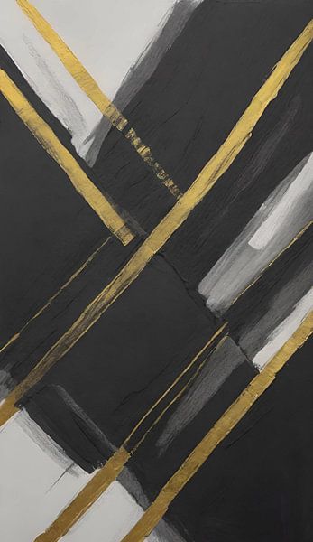 Abstrait noir, blanc et or par Niek Traas