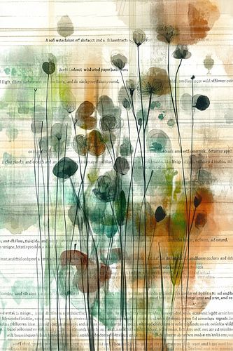 Abstracte bloemen in aquarel – botanische kunst