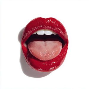 Rote Lippen und offener Mund