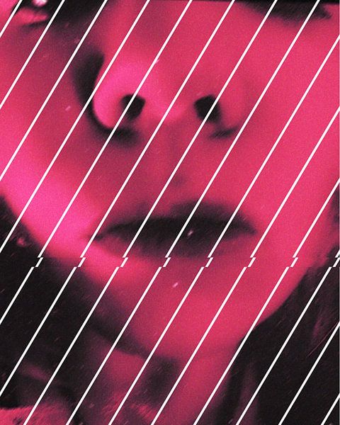 Porträt abstrakt Frau rosa pink Auge Linien Face von nachtfarbenart