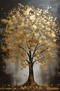 Painting Tree | Tree Painting Gold by AiArtLand