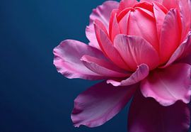 Pink Flower Close-up against Blue Background by Markus Gann