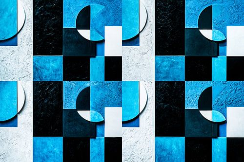Abstracte vormen in blauw en zwart