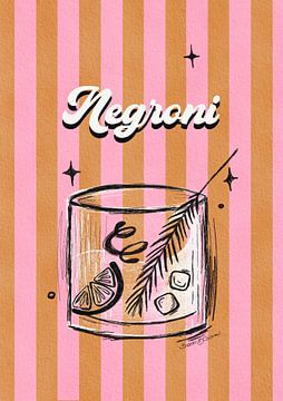 Negroni Drink on Stripes by Baroo Bloom