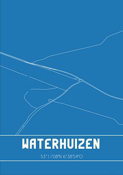 Blaupause | Karte | Waterhuizen (Groningen) von Rezona
