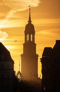 Michel Hamburg im Sonnenuntergang