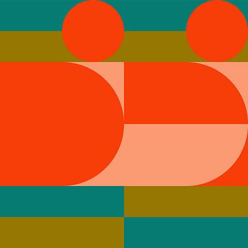 Funky retro geometrische 10. Moderne abstracte kunst in heldere kleuren. van Dina Dankers