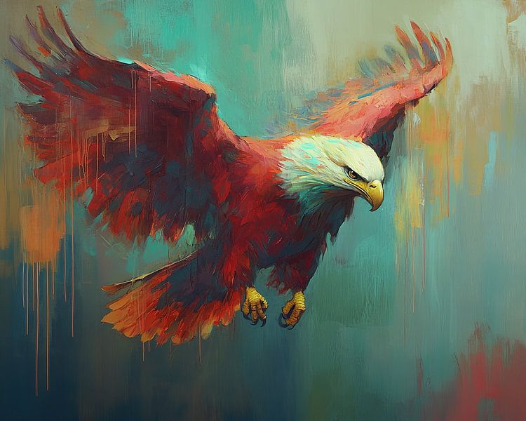 Sommer Flying Eagle | Adler in leuchtenden Farben von Abstraktes Gemälde