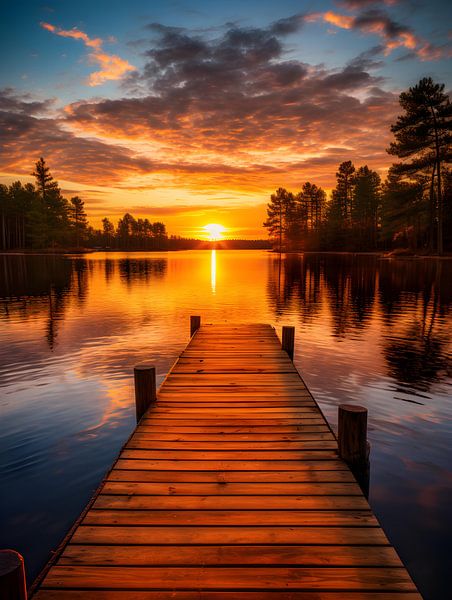 Natuurlijk meer bij zonsondergang V3 van drdigitaldesign